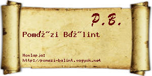 Pomázi Bálint névjegykártya